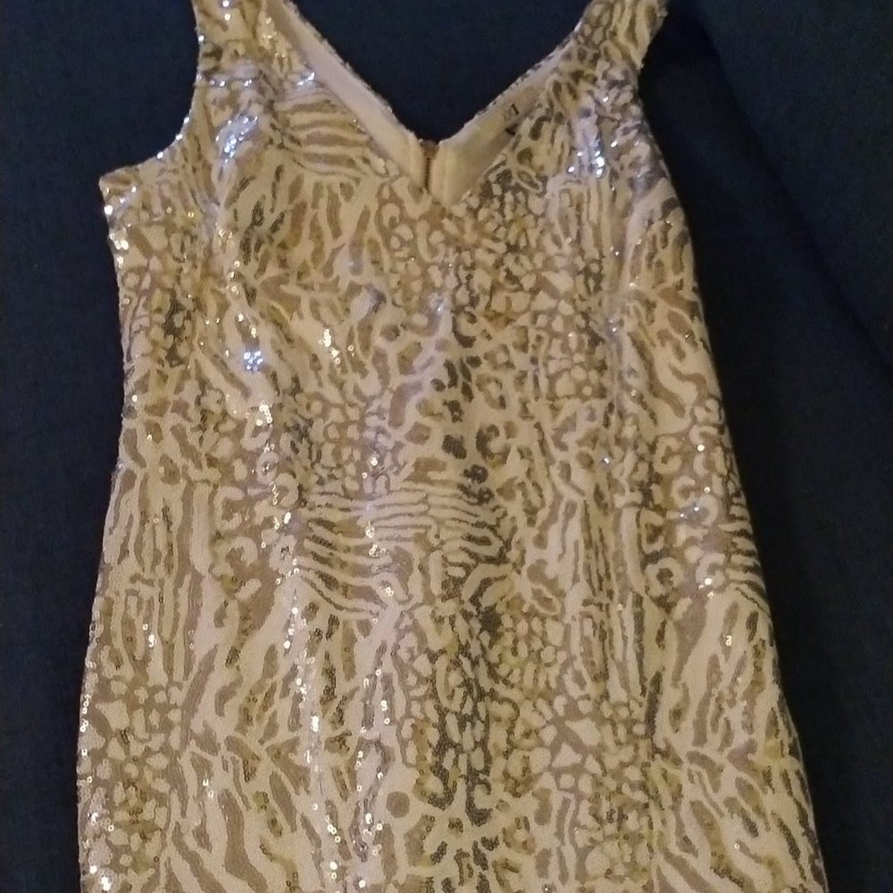 White sequin mini cocktail dress